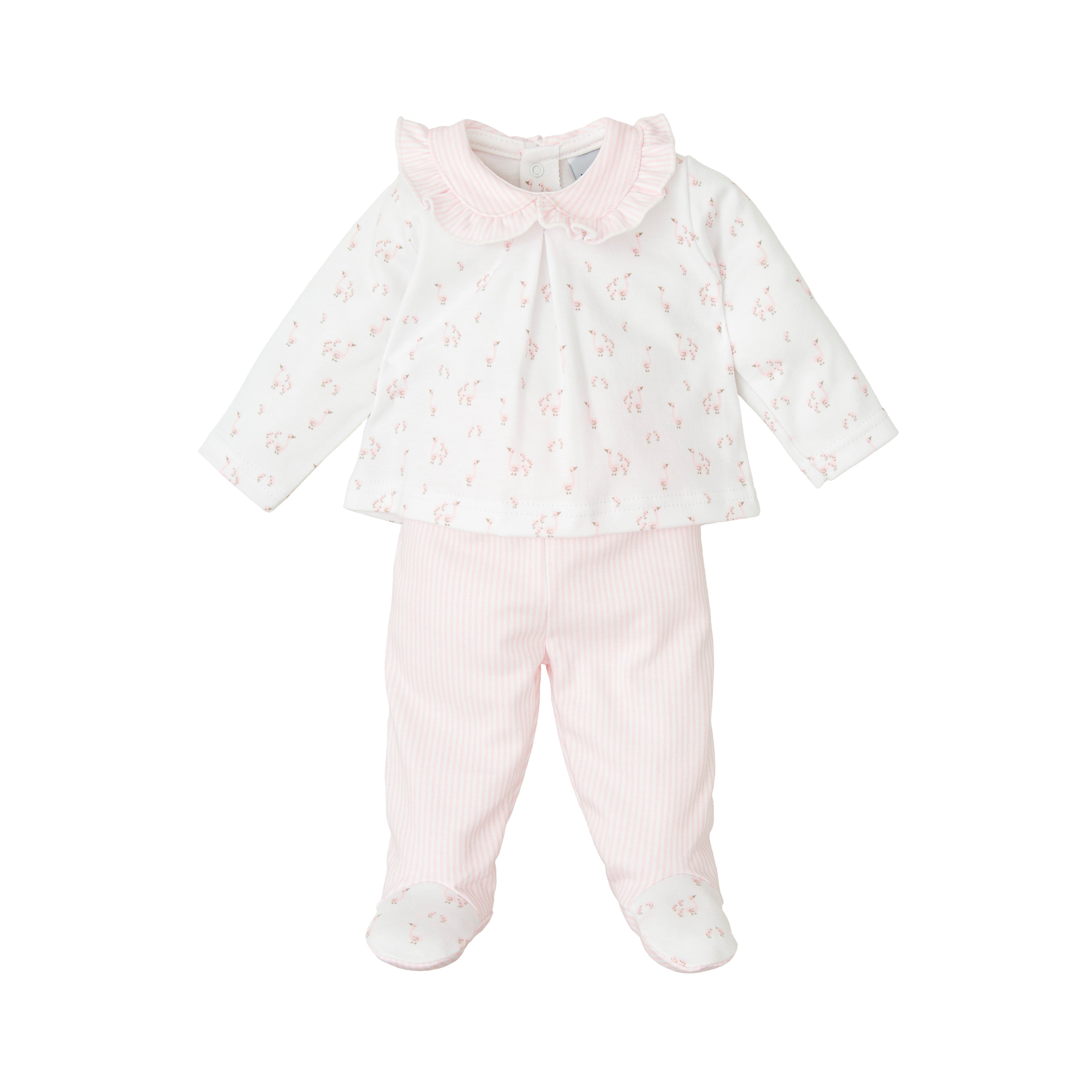 Pink Mother Goose Stripe Set Footie