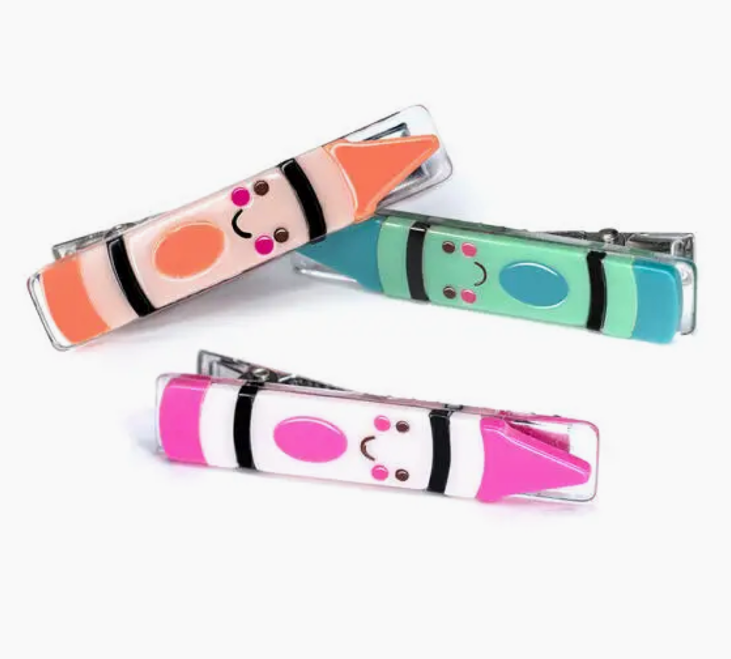 Happy Crayons Green Coral Pink Alligator Clips