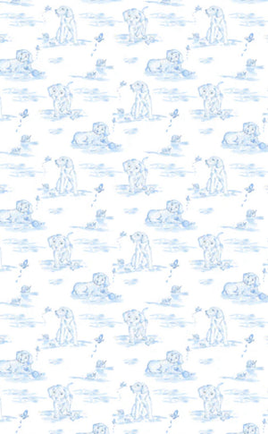 Mae Blue Puppy Knit Tie Back Bloomer Set (Baby)