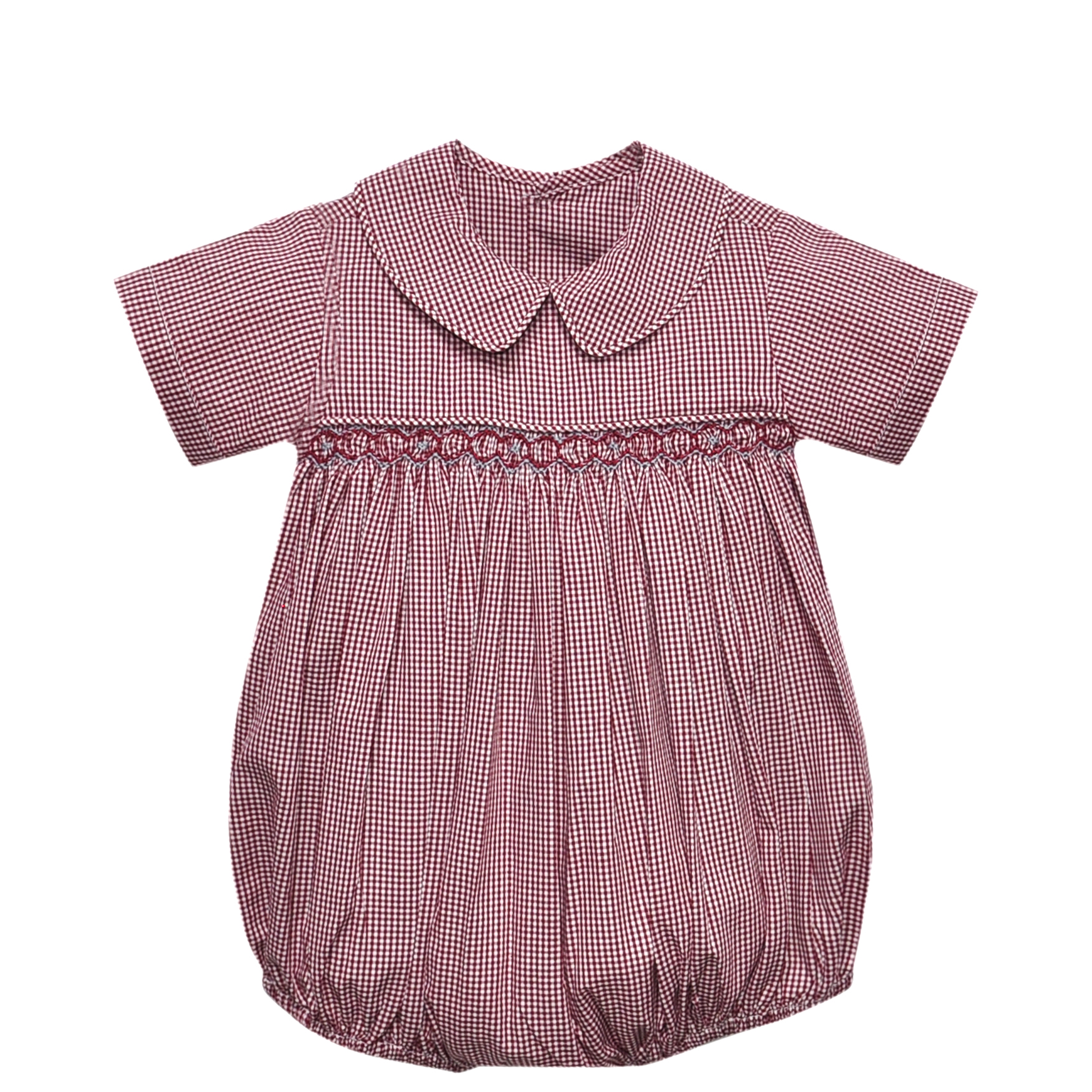 Elephant Crimson/Gray Smocked Boy Bubble