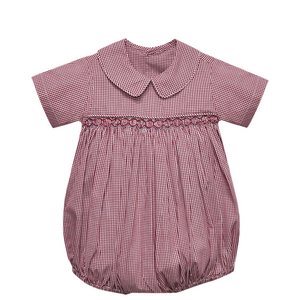 Elephant Crimson/Gray Smocked Boy Bubble