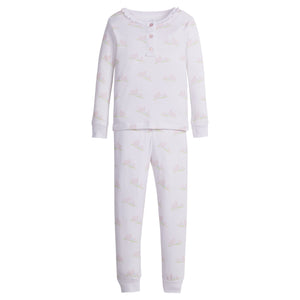 Ruffled Printed Pajama Set - Pink Bunnies (Toddler)