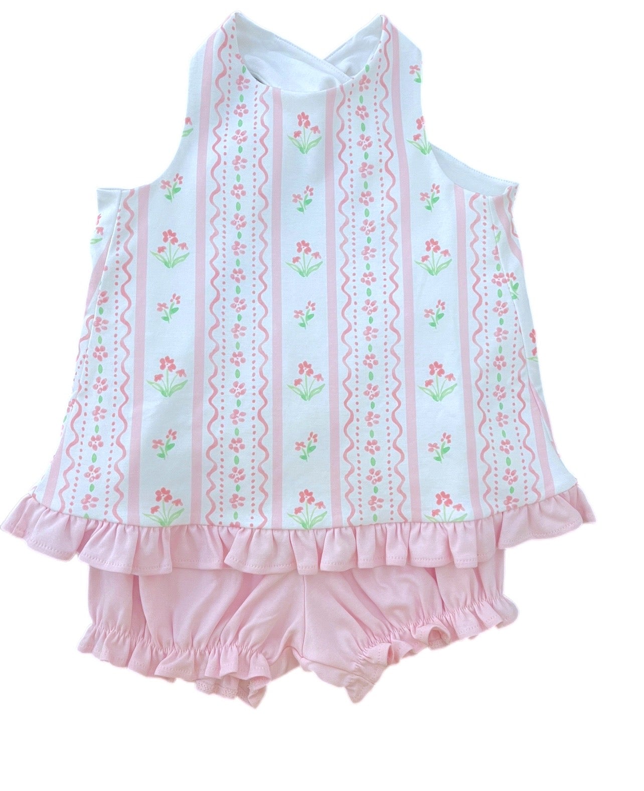 *PRE-ORDER* Pink Floral Scallop Poppy Bloomer Set (Baby)