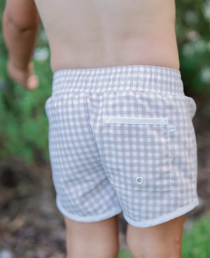 Boys Brown Gingham Boardie (Kid/Big Kid)