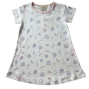 Pink Printed Birthday Dress