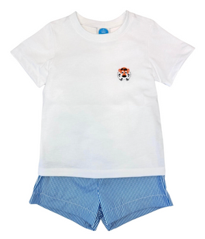 Navy Tiger Embroidered Short Set (Toddler)