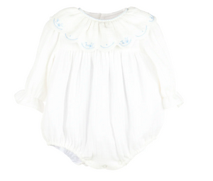 Cuddle Cotton Blue Embroidered Bubble (Infant)