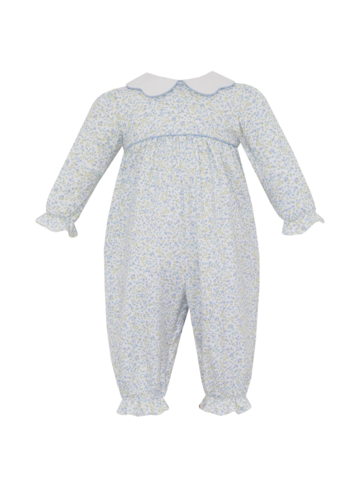 Tiny Blue Floral LS Caroline Romper
