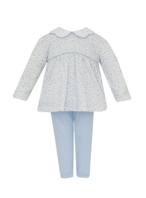 Tiny Blue Floral Caroline LS Tunic Set