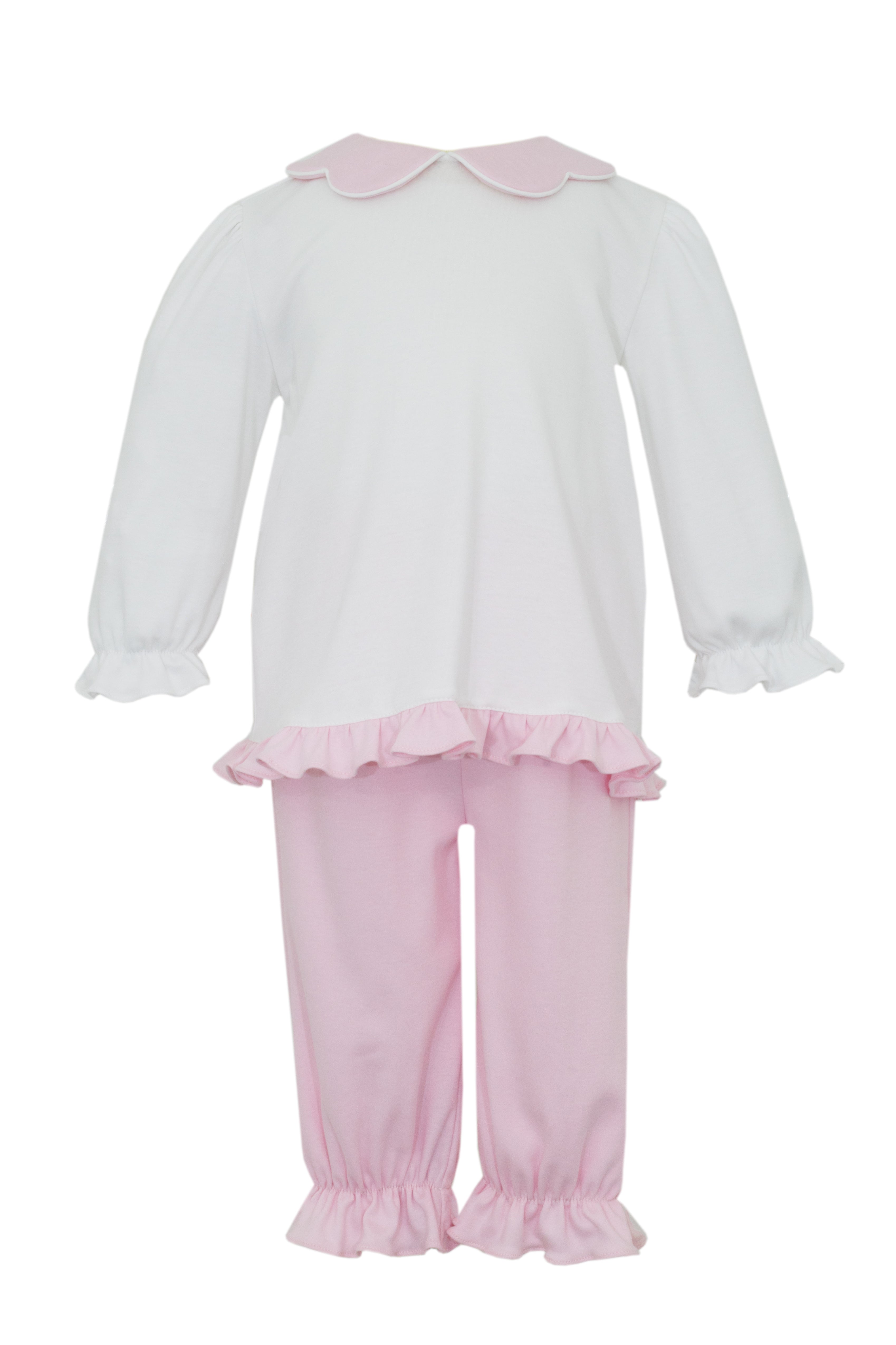 Pink Knit Long Set w/ Scallop - 4T