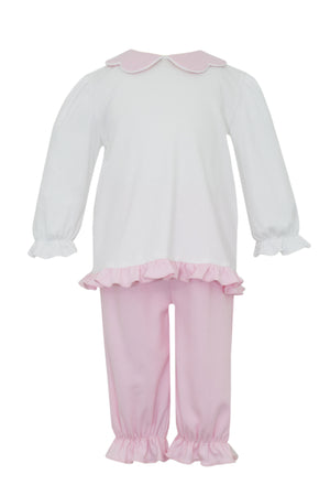 Pink Knit Long Set w/ Scallop - 4T