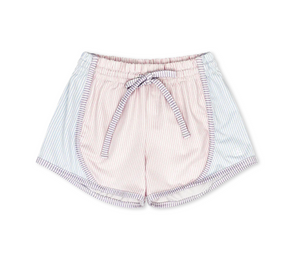 Elise Short in Pink Mini Stripe with Blue & Purple (Big Kid)