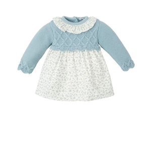 Floral Blue Sweater Dress with Bonnet (Toddler)