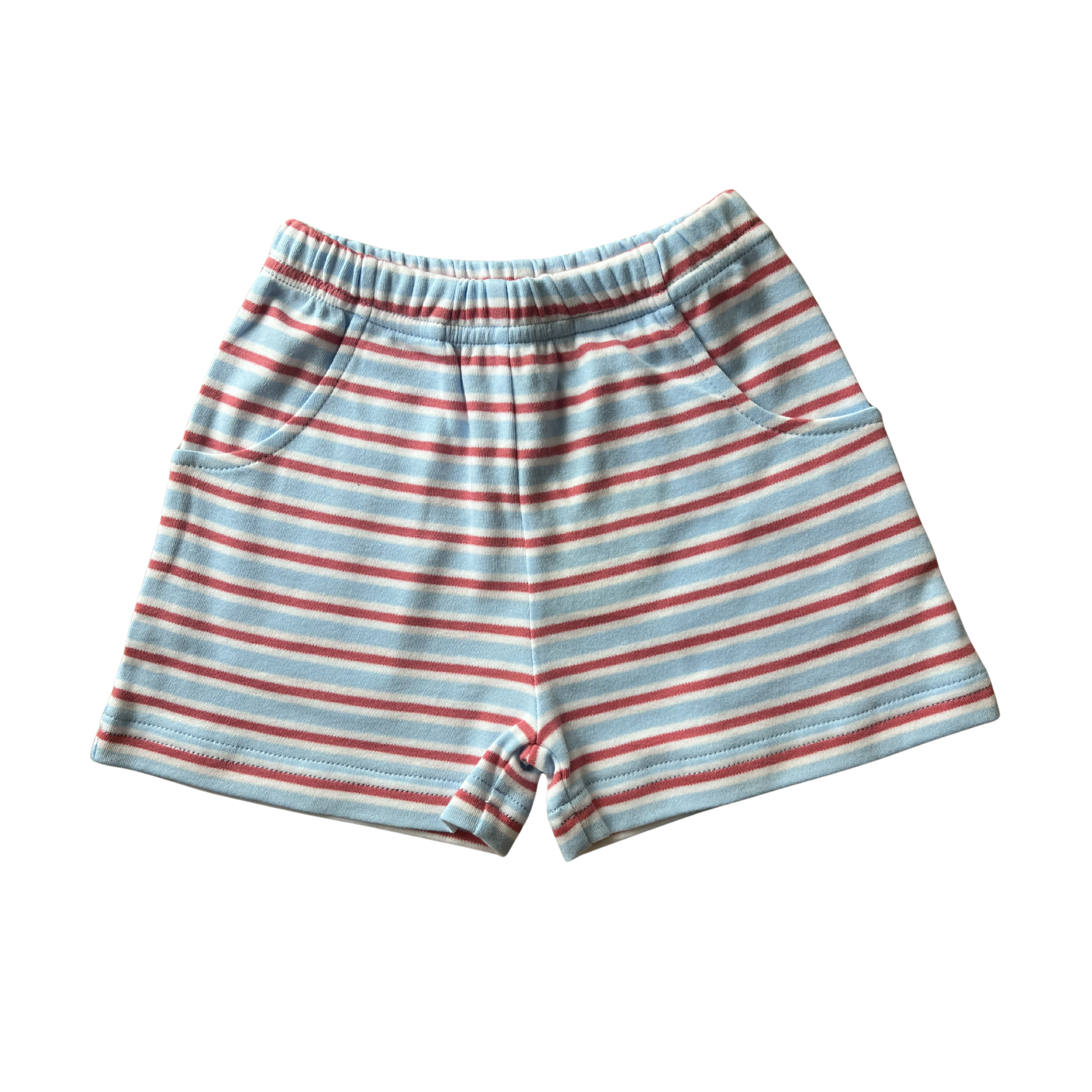 Red, White & Blue Stripe Front Pocket Shorts