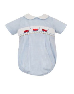 Blue Knit Stripe Wagons Bubble