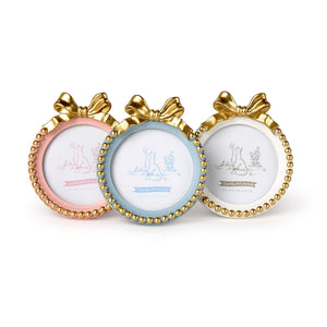 Golden Bow 4"x4" Round Photo Frame