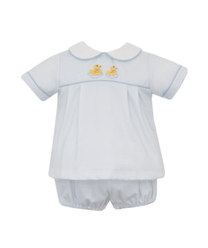 Duckling Boys Lt Blue Knit Stripe Diaper Set