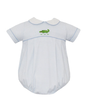 Blue Knit Gingham Alligator Bubble