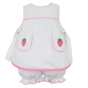 Lt Blue & White Dot Strawberry Bloomer Set