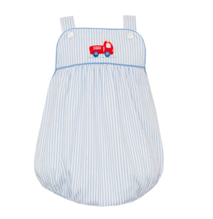 Lt Blue Knit Stripe Firetruck Strap Bubble
