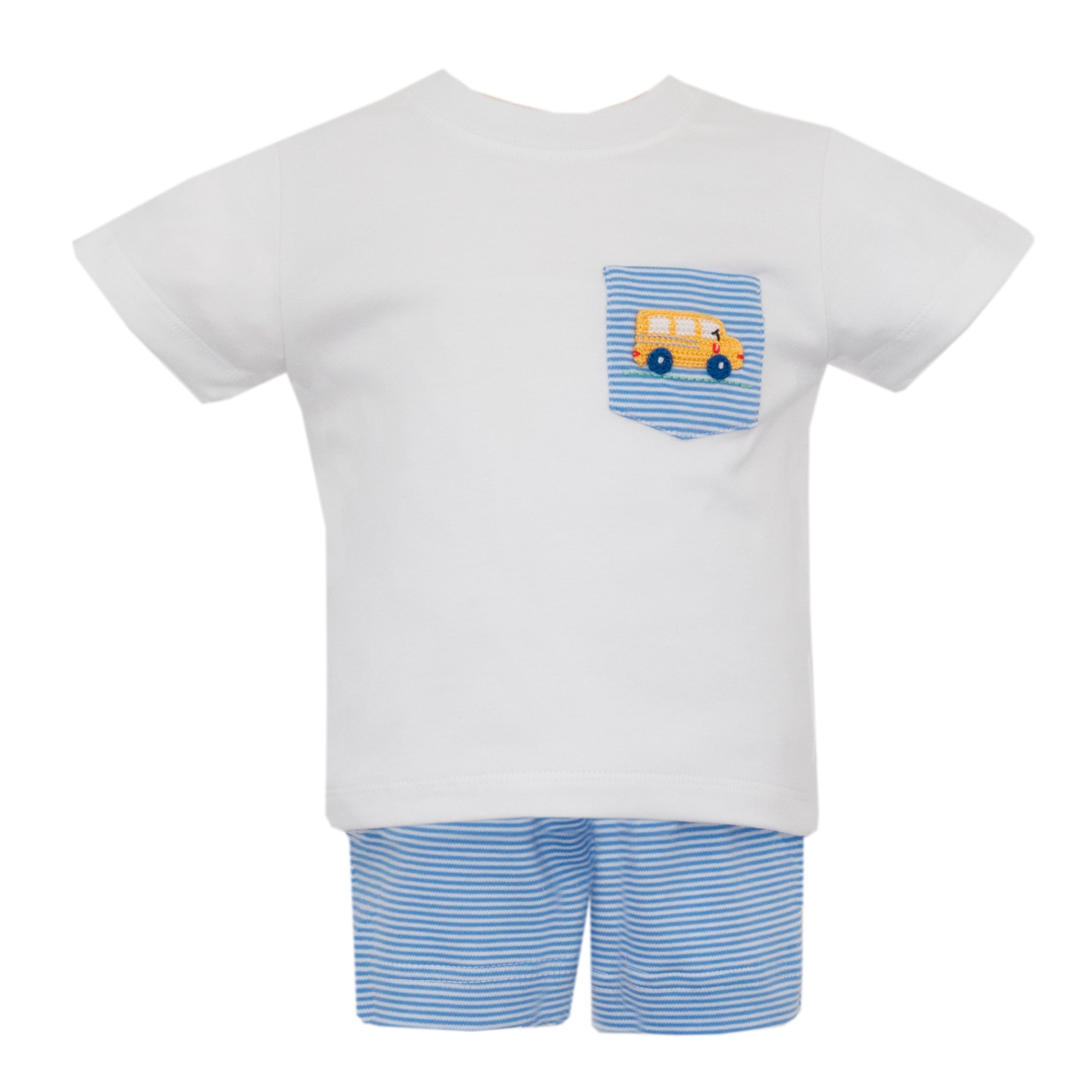 Periwinkle School Bus Boys Short Set