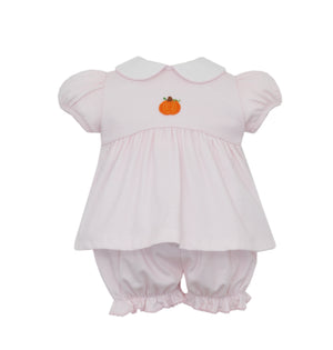Pink Check Knit Pumpkin SS Bloomer Set