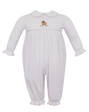Pink Stripe LS Puppies Romper