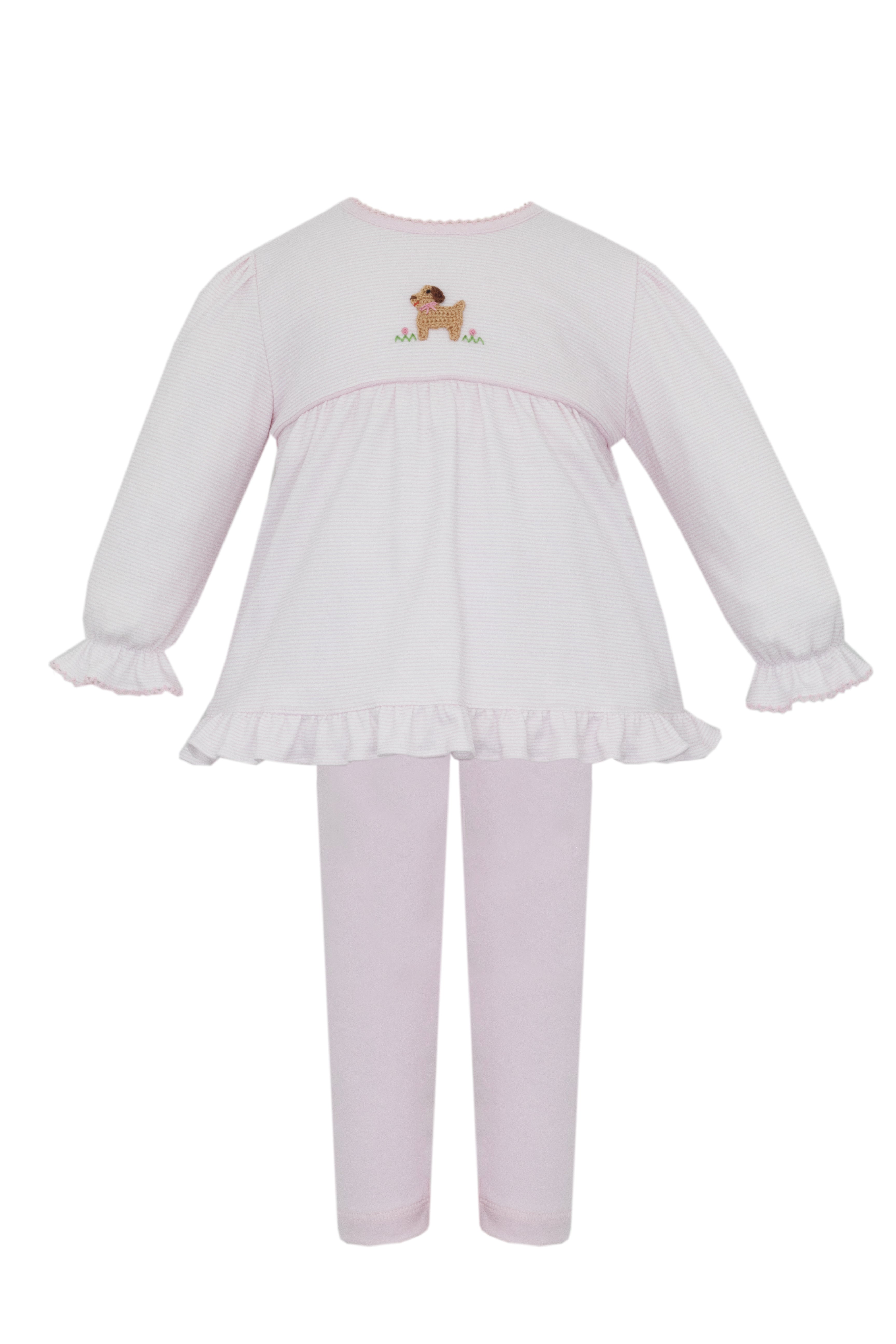 Pink Stripe Puppies LS Tunic Set