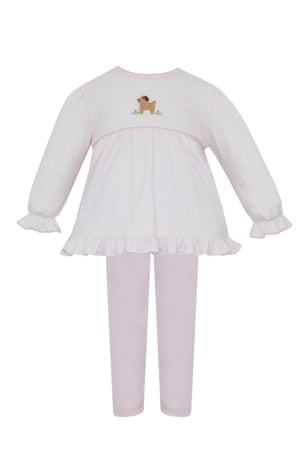 Pink Stripe Puppies LS Tunic Set