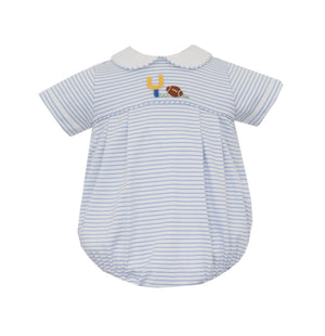 Blue Knit Stripe Football SS Bubble