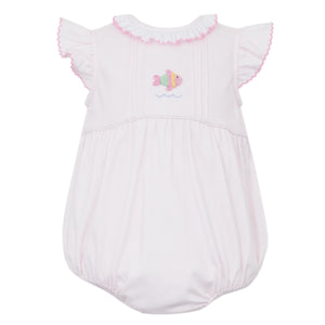 Pink Knit Stripe Ruffle Sleeve Fish Bubble