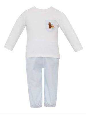 Light Blue Stripe Turkey Boys Pant Set (Toddler)