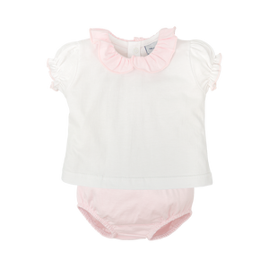 White w/ Pink Diaper Set