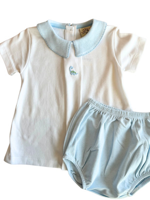 Blue Stripe Dino Diaper Set (Infant)