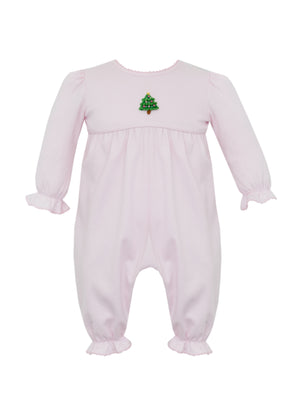 Pink Christmas Tree Long Romper (Infant)