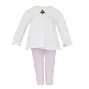 Pink Christmas Tree Pant Set