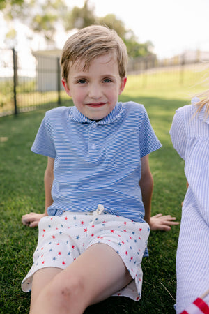 Pocket Polo Royal Blue Stripe (Toddler)