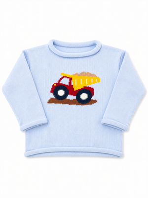 Sky Blue Dump Truck Roll Neck Sweater