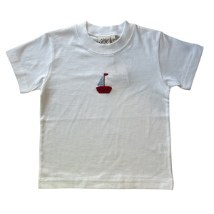 Crochet White Sailboat Tee