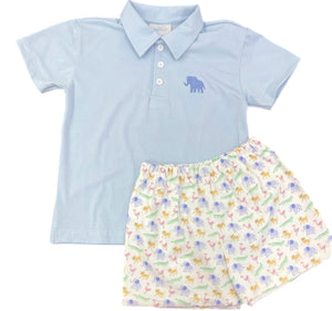 Zoo-pendous Blue Polo with Elephant (Kid)