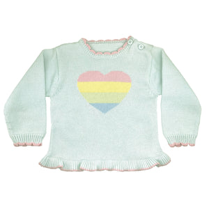 Mint Rainbow Heart Sweater