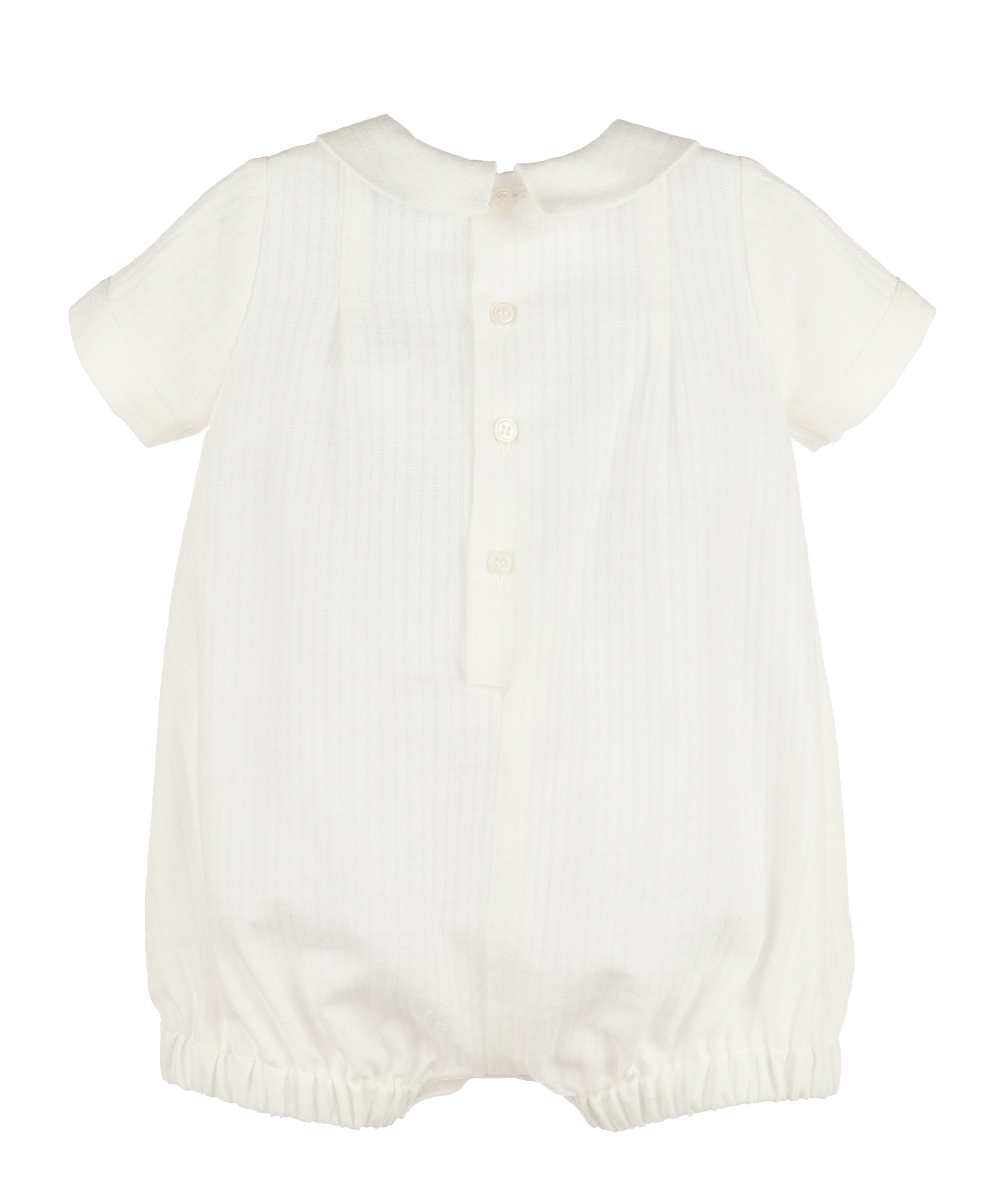 Tiny Pleated Ivory Boy Bubble (Toddler)