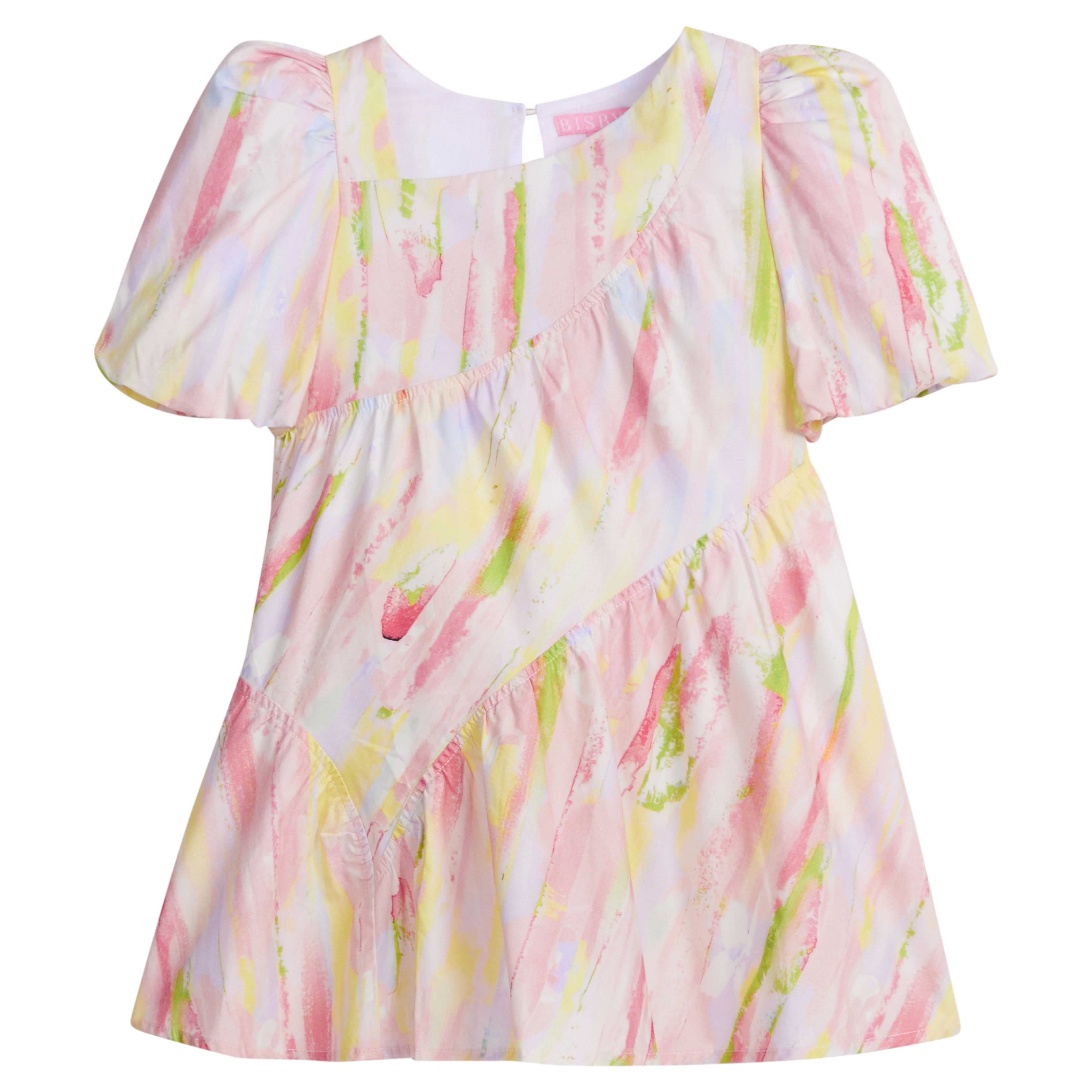 Watercolor Color Block Asymmetrical Dress