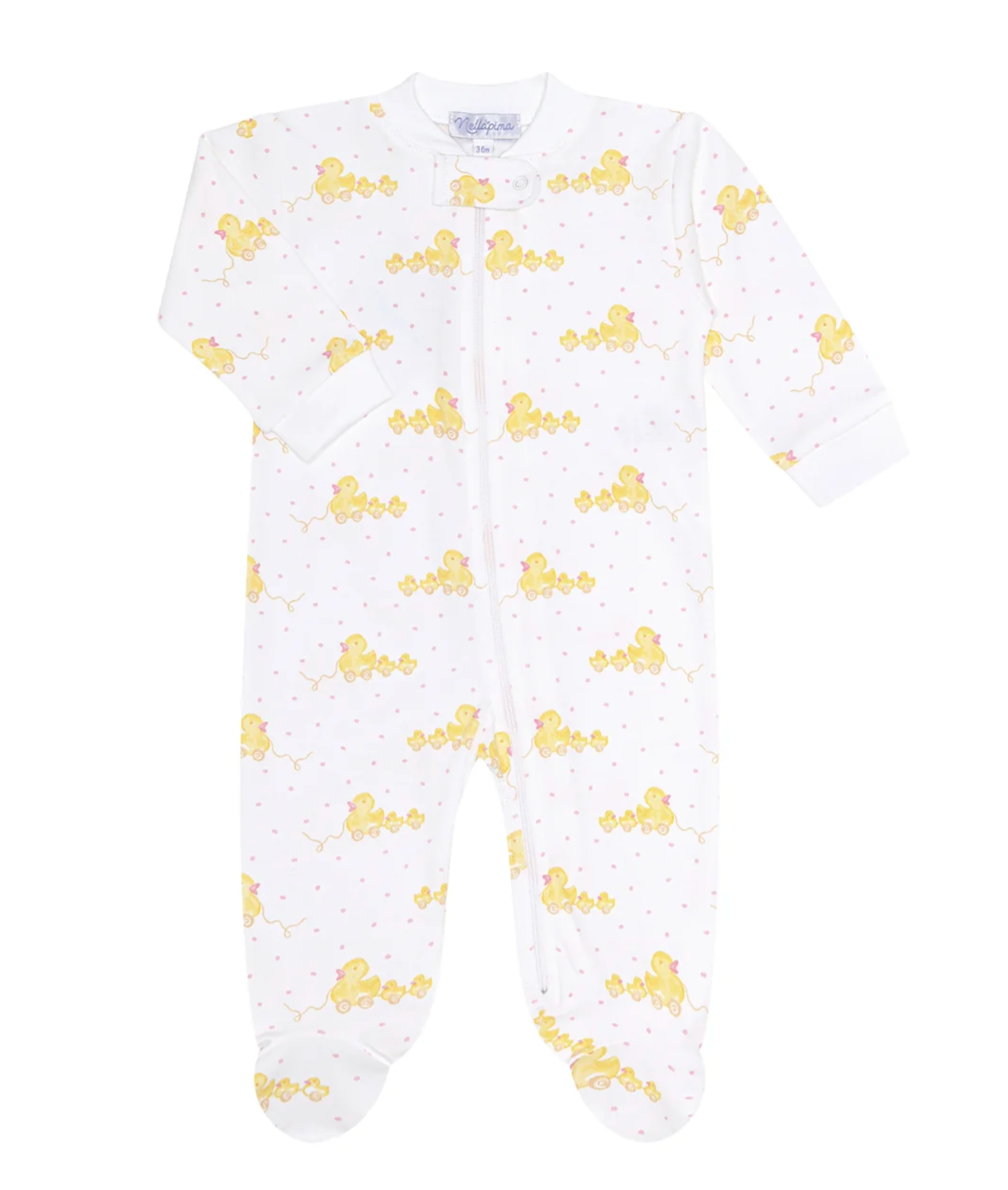 Pink Duck Print Zipper Footie