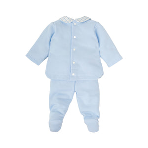 Blue Plaid Collar Set