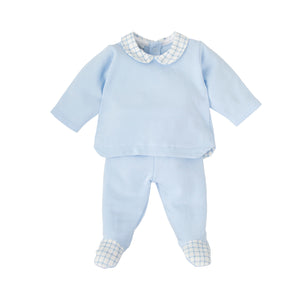 Blue Plaid Collar Set