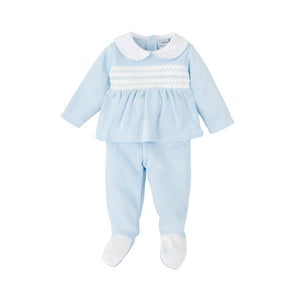 Cotton 2 Piece Sky Blue Babygrow