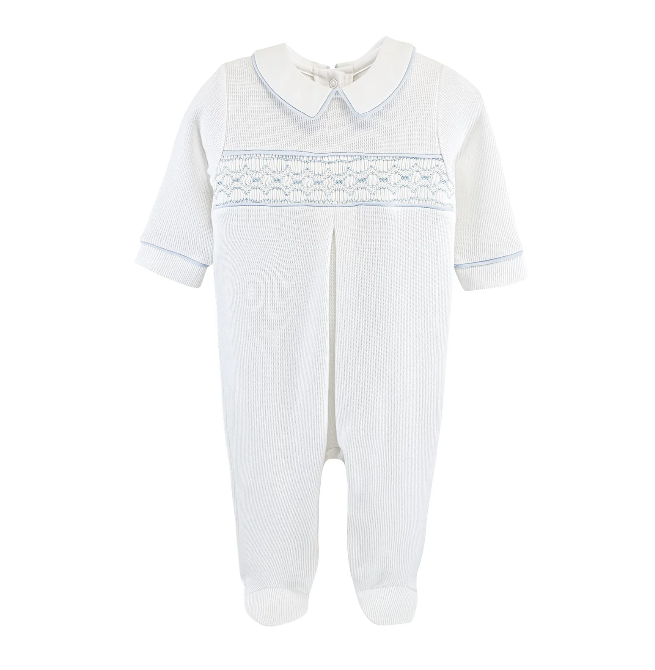 Boy English Knot Smocked Collared Footie (Baby)