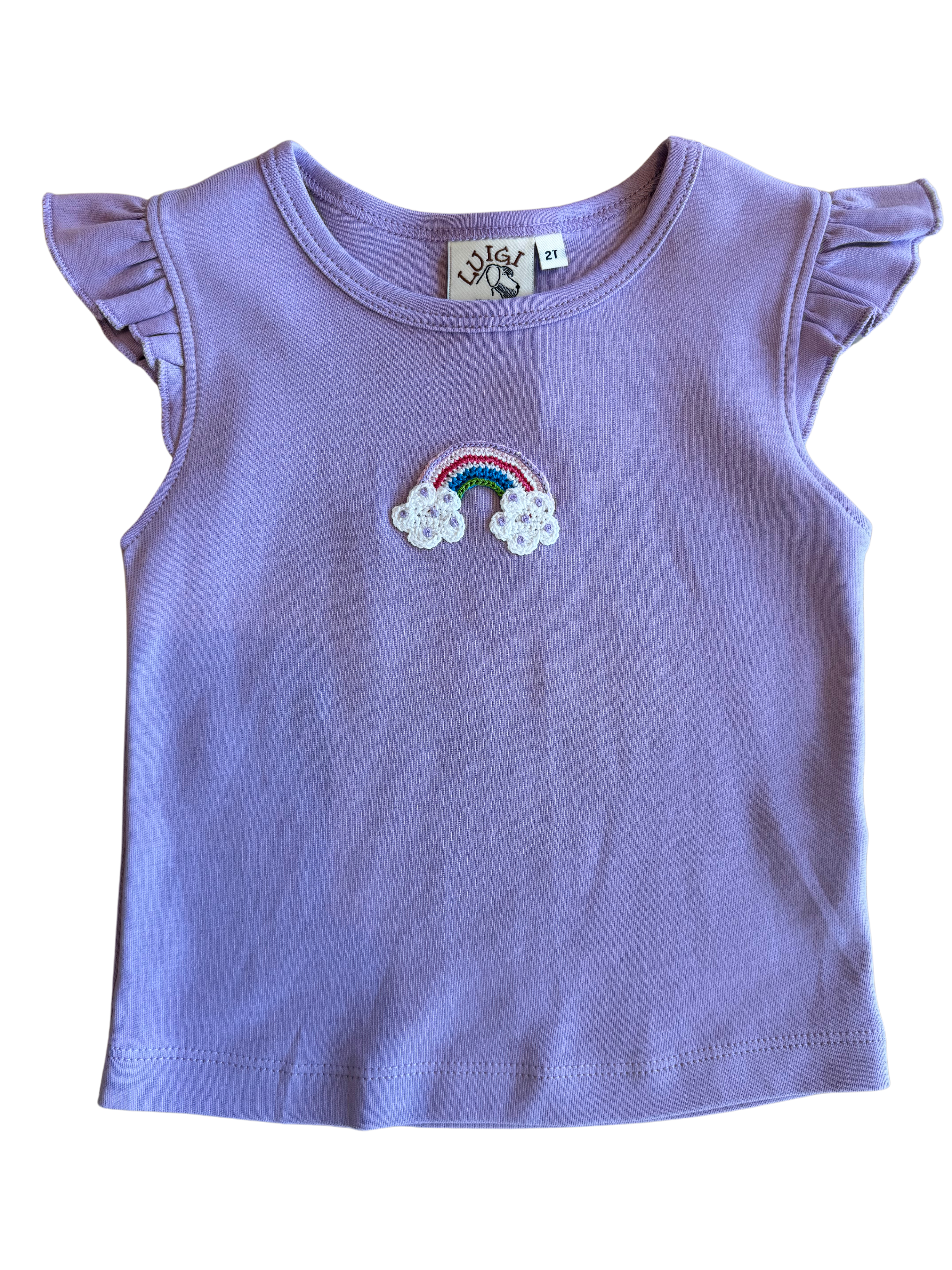 Flutter Sleeve Crochet Rainbow Lavender Top (Toddler)