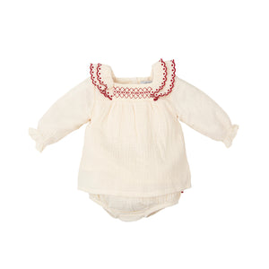 Cream with Red Embroidery Girl Set (Infant)